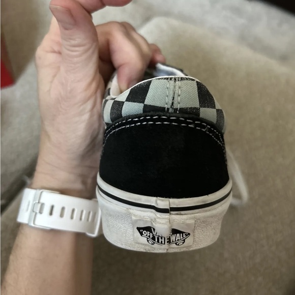Vans Off the Wall Men 6 Womens 7.5 Old Skool Black White Checkerboard Sneakers - Picture 10 of 13